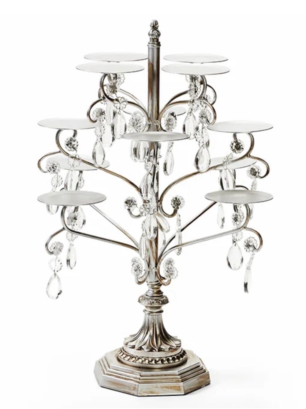 Crystal Drop Silver Multi-Arm cupcake stand chandelier